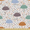 thumbnail image 1 of Rain Fabric by the Yard, Illustration of Handle Umbrella Repeating Pattern on Soft Pastel Background, Upholstery Fabric for Dining Chairs Home Decor Accents, Multicolor by Ambesonne, 1 of 5
