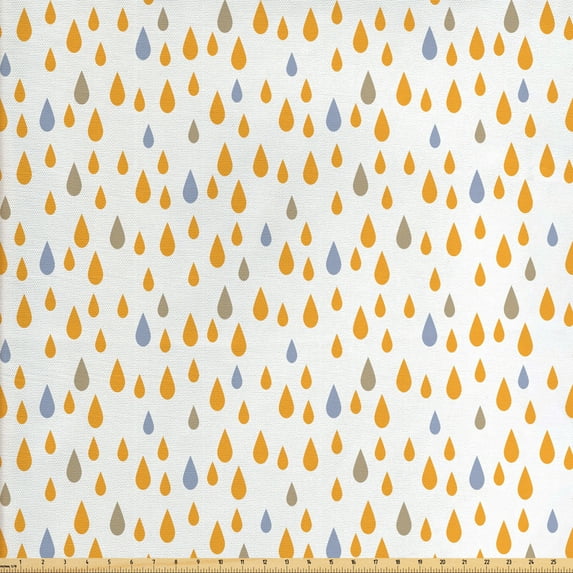 Ambesonne Rain Fabric by the Yard Upholstery, Rainfall in the Sky, 2 Yards, Blue Grey Dimgray