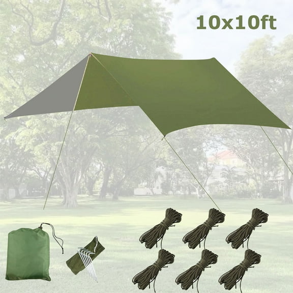 Rain Fly for Hammock, 10x10 FT Waterproof and Lightweight Camping Tarp Easy Install Portable Shelter Rain Tarpfor Backpacking Hiking Traveling
