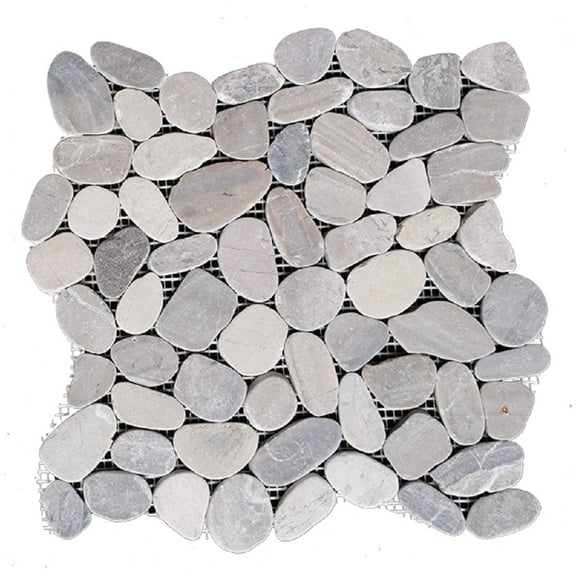 Rain Forest 12 in. x 12 in. Light Grey Honed Sliced Pebble Floor and Wall Tile 12" x12" (5.0 Sq. ft. / Case)