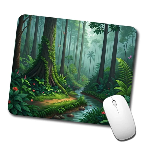 Rain Forest Beautiful Stream Mouse Pad Low Profile Gaming Mat