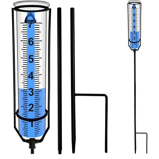 Rain Gauge FreezeProof Rain Gauge Outdoor with Sturdy Stake, Large