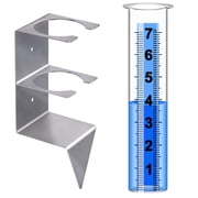 Neasyth Rain Gauge Outdoor, 7" Freeze Proof Plastic Large Gauge with Stainless Steel Holder for Yard Garden Lawn Farm