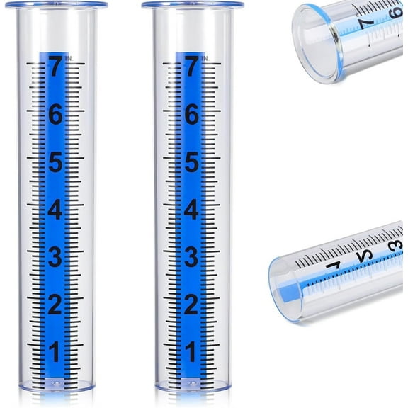 Rain Gauge Replacement Tube,Happon 2 Pack 7" Capacity Plastic Rain Gauge Tube,Rain Gauge Tube Outdoor for Yard Garden, Accurate and Durable Measurement Tool