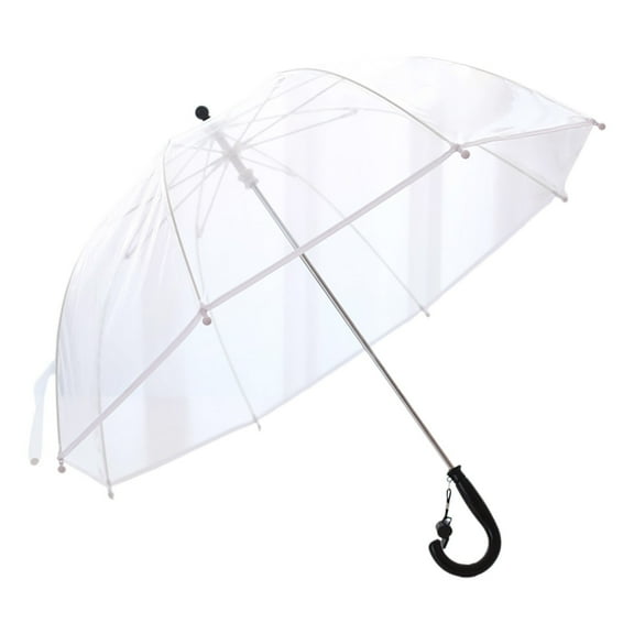 Rain Gear Print Long Handle Umbrella - Outdoor Use Lightweight Durable 8 Rib Design Maximum Coverage Windproof - Clear
