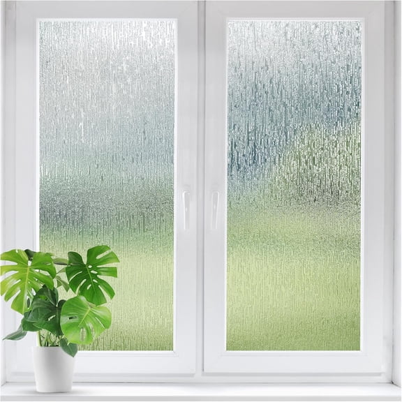 Rain Glass Window Film, Privacy Frosted Film Decorative Cling, UV Blocking Static Cling Removable Glass Sticker, Stained Frosting Cling Door Window Vinyl for Home Office, 23.6" x 78.7"