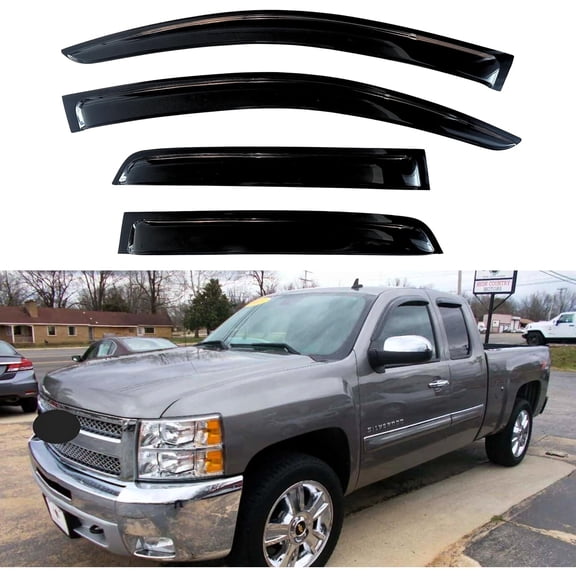 Rain Guard Compatible with 2007-2013 Chevrolet Silverado & GMC Sierra 1500, Window Visor Vent Deflector for 2007-2014 Silverado & Sierra 2500HD/3500HD, 2008 2009 2010 2011 2012 (Extended Cab)