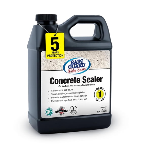 Rain Guard Concrete Sealer Concentrate | Makes 1 Gallon | Natural Finish | Deep Penetrating Protection Against Water and Salt Damage for All Concrete Surfaces | Silane/Siloxane Waterproofer
