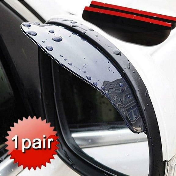 Rain Guard for Car Rear View Side Mirror, Flexible PVC Sun Visor Eyebrow Shield, 7.0x2.3 Inch Black Transparent Pair with Tape