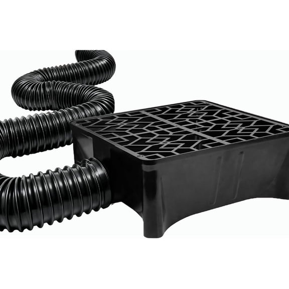 Rain Gutter Downspout Extensions, 10x10in Catch Basin, Low Profile Downspout Extender, French Drain Kit, Rainwater Diverter, Flexible Drainage Pipe Extension to 6.5ft