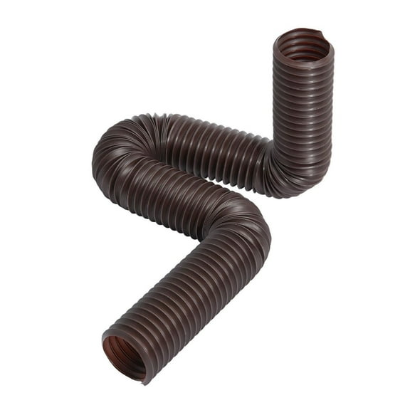 Rain Gutter Downspout Extensions 2-Pack, Flexible Extender 22-63", Down Spout Drain Extension w/Adapters, Brown - Rainwater Drainage