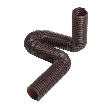 Rain Gutter Downspout Extensions 2-Pack, Flexible Extender 22-63", Down Spout Drain Extension w/Adapters, Brown - Rainwater Drainage