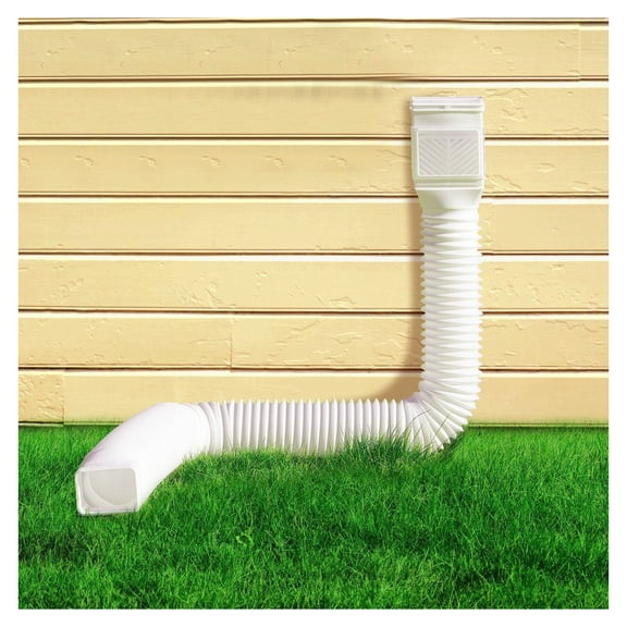 Rain Gutter Downspout Extensions 2-Pack White Flexible Extender