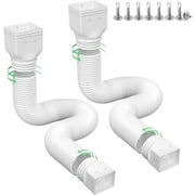 Rain Gutter Downspout Extensions, Downspout Extender for Rainwater Drainage Flexible, Down Spout Drain Extension Pipe and Extendable from 21 to 66 Inches (White)