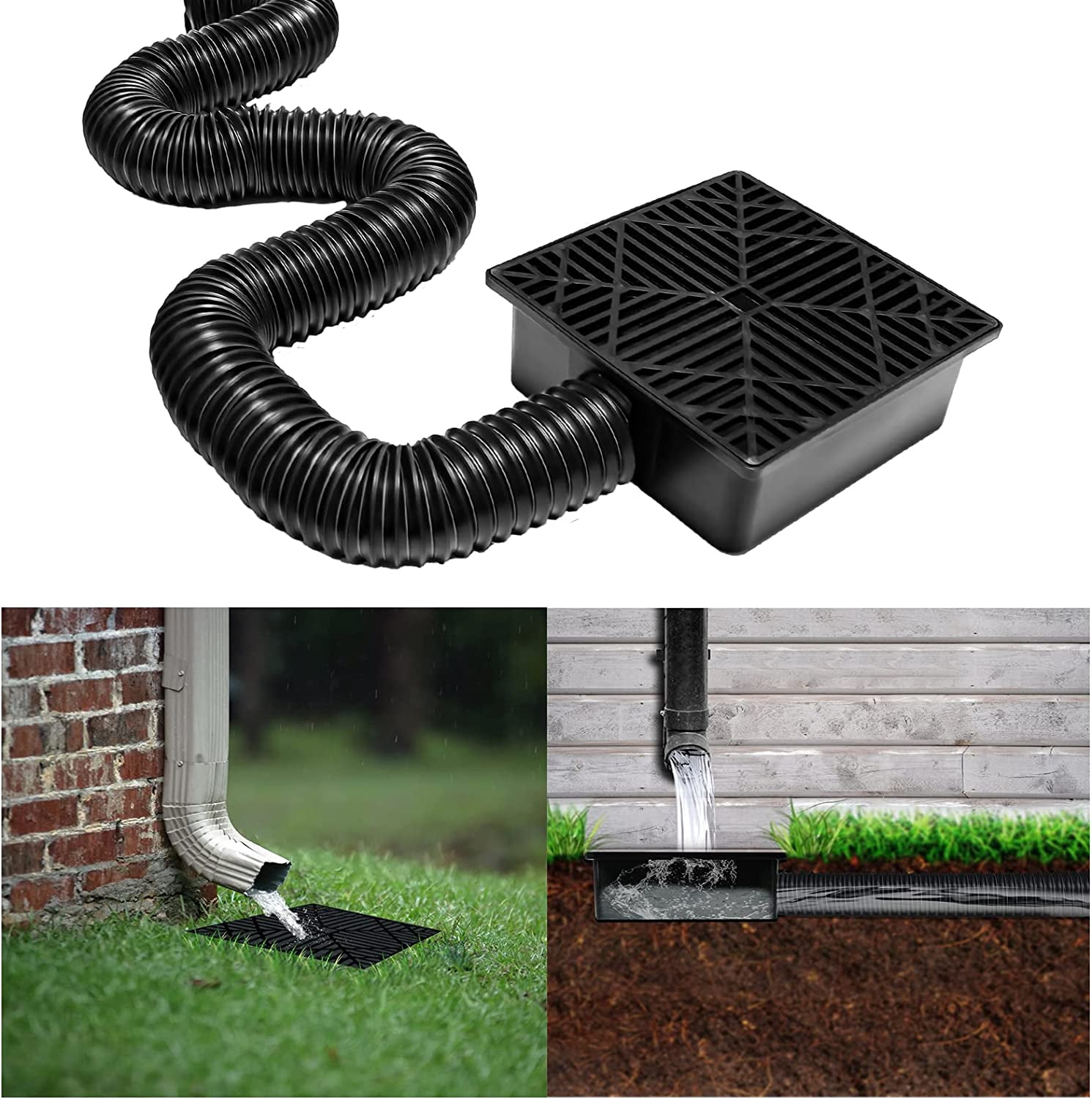 Gutter Part Catch Rain Gutter Downspout Extensions Flexible, Catch Basin Downspout, Down ...