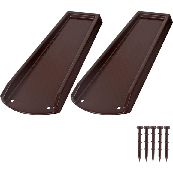 Rain Gutter Downspout Splash Block, Gutter Downspout Extensions for Water Drainage, 24" Gutter Splash Guards Downspout Extender, Fixable Down spout Drain Trays with PE Nails(2 Pack, Brown)
