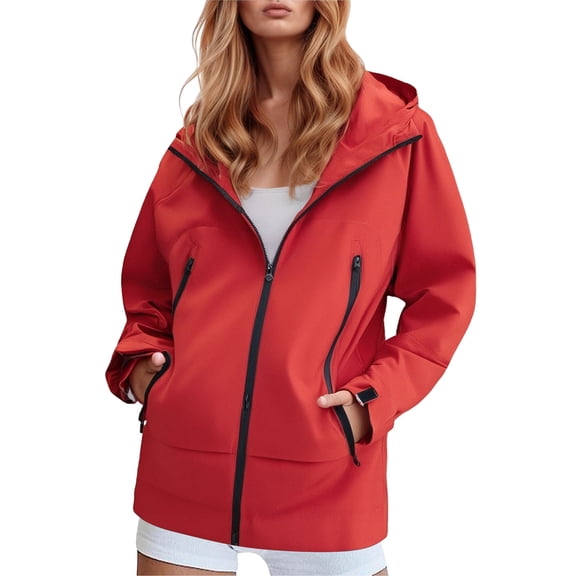 Rain Jacket For Women Lightweight Windbreaker Loose Fit Raincoat Hiking Outfits With Hood Plus Size winter coats for women