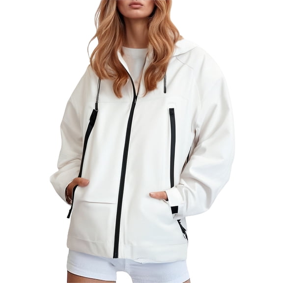 Rain Jacket For Women Lightweight Windbreaker Loose Fit Raincoat Hiking Outfits With Hood Plus Size winter coats for women