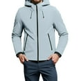 thumbnail image 1 of Rain Jacket with Hood Men's Water_proof Raincoats Lightweight Breathable Rain Gear Packable Workwear Big and Tall Work Outdoor Outerwear (Light Blue,S), 1 of 5