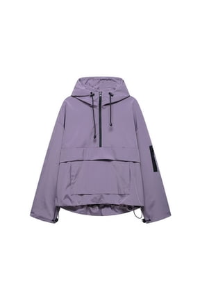 Rain Jacket Hoodies for Women Waterproof Half Zip Casual Raincoat Outdoor Hiking Softshell Pullover Coat Windbreaker with Pockets Purple S