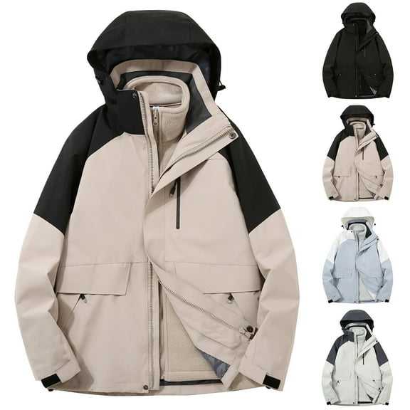 Rain Jacket Lightweight Waterproof Solid Oversized Windbreaker Plus Size Windproof Shell Packable Hooded Raincoat with Pockets for Hiking Travel Outdoor S-3XL on Clearance