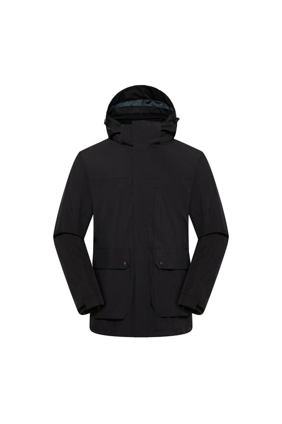 Rain Jacket Men Sevevn Men's Ski Jacket 3 in 1 Waterproof Winter Jacket Snow Jacket Windproof Hooded with Inner Warm Fleece Coat