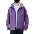 thumbnail image 1 of Rain Jacket Men Waterproof Lightweight Outdoor Hiking Expedition Raincoat Simple Style Soild Color Hooded Windbreaker, 1 of 3