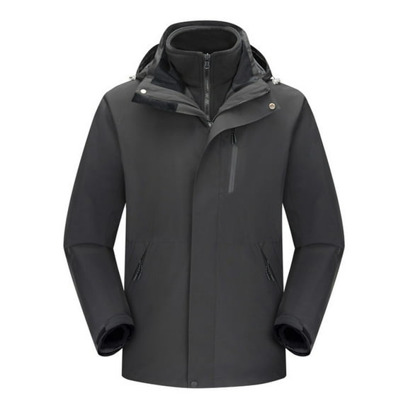 Rain Jacket for Men Waterproof Raincoat Lightweight Rain Jackets Zipper Pockets Winter Warm Fleece Lined Travel Hiking Rain Coat Windbreaker with Hood