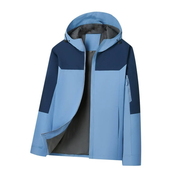 Rain Jacket Men Waterproof Sevevn Men Skiing Snowboarding Jackets Color Blocked Zipper Hooded Mountain Snow Coat