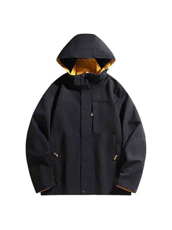 Rain Jacket Men Waterproof Sevevn Men's Jacket with Hood for Outdoor Travel Hiking Windbreaker Versatile Stylish Design