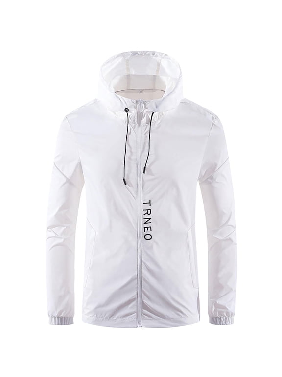Rain Jacket Men Waterproof Windbreaker Lightweight Hooded Raincoat Full Zip Sun Protection Hoodie for Hiking Fishing