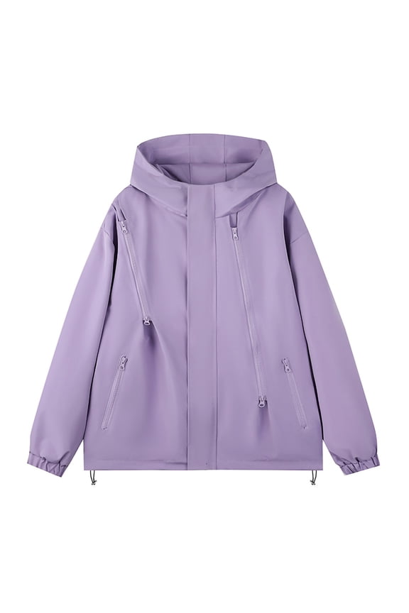 Rain Jacket Mens Waterproof with Hood Zip up Fashion Softshell Soild Raincoat Outdoor Hiking Expedition Windbreaker