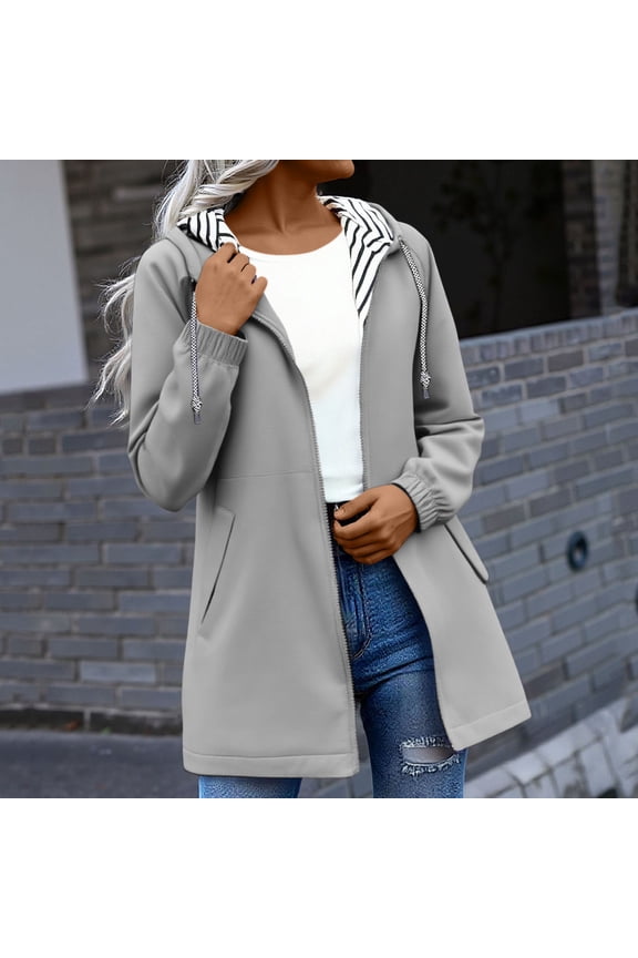 Rain Jacket Vmvidoty Fall Jackets for Women Rain Anorak Windbreaker Jacket Cropped Waterproof Lightweight Solid Coats for Women Gray M Size S-5XL 9 Colors Available