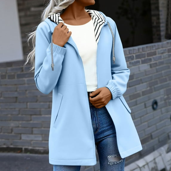 Rain Jacket Vmvidoty Fall Jackets for Women Rain Anorak Windbreaker Jacket Cropped Waterproof Lightweight Solid Coats for Women Light Blue 5XL Size S-5XL 9 Colors Available