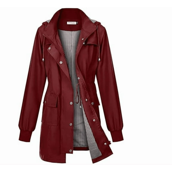 Rain Jacket Women Lightweight Raincoat Waterproof Windbreaker Striped Climbing Outdoor Hooded Trench Coats