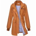 thumbnail image 1 of Rain Jacket Women Lightweight Raincoat Waterproof Windbreaker Striped Climbing Outdoor Hooded Trench Coats, 1 of 8