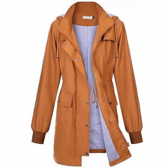Rain Jacket Women Lightweight Raincoat Waterproof Windbreaker Striped Climbing Outdoor Hooded Trench Coats