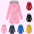 thumbnail image 1 of Rain Jacket Women Lightweight Waterproof Plus Size Solid Raincoat Windproof Casual Loose Packable Hooded Top for Outdoor S-5XL on Clearance, 1 of 4