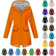 thumbnail image 1 of Rain Jacket Women Lightweight Waterproof Solid Color Plus Size Raincoat Outdoor Hooded Windproof Loose Windbreaker With Pocket S-5XL on Clearance, 1 of 6