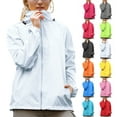 thumbnail image 1 of Rain Jacket Women Plus Size Windbreaker Lightweight Sun Protection Long Sleeve Hooded Waterproof Windproof Adjustable Active Outdoor Raincoats with Pockets White 3XL, 1 of 9