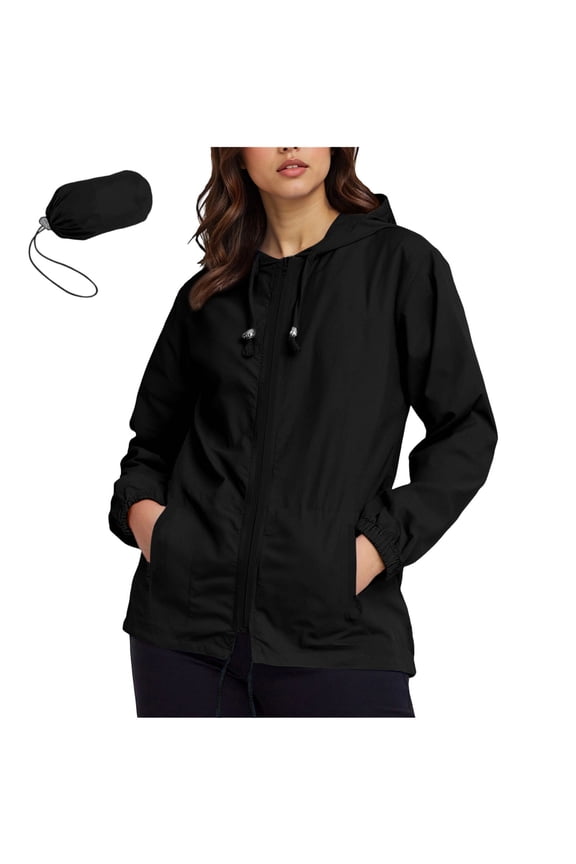 Rain Jacket Women Sevevn Women's Lightweight Hooded Raincoat Waterproof Packable Active Outdoor Rain Jacket (3XL-5XL)