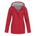 thumbnail image 1 of Rain Jacket Women Striped Lined Hooded Lightweight Raincoat Outdoor Waterproof Windbreaker, 1 of 6