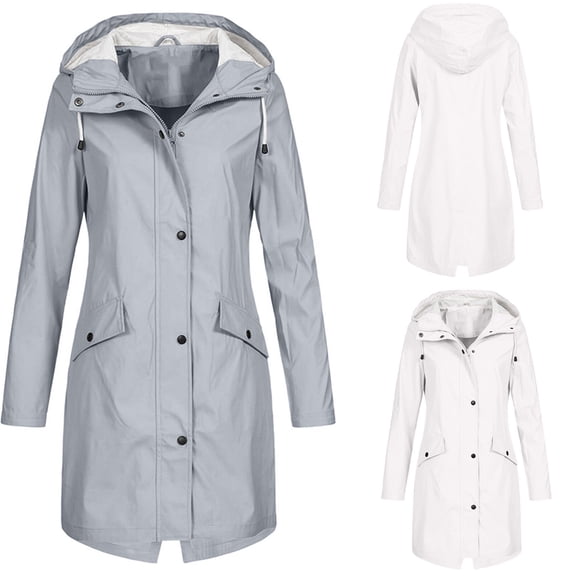 Rain Jacket Women Striped Lined Hooded Lightweight Raincoat Outdoor Waterproof Windbreaker|