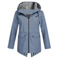 thumbnail image 1 of Rain Jacket Women Striped Lined Hooded Lightweight Raincoat Outdoor Waterproof Windbreaker, 1 of 6