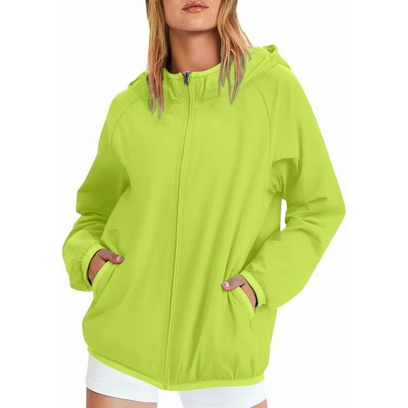 Rain Jacket Women Waterproof Lightweight Rain Coats for Women with Hood Outdoor Windbreaker Jacket Thin Zip Up Windbreaker