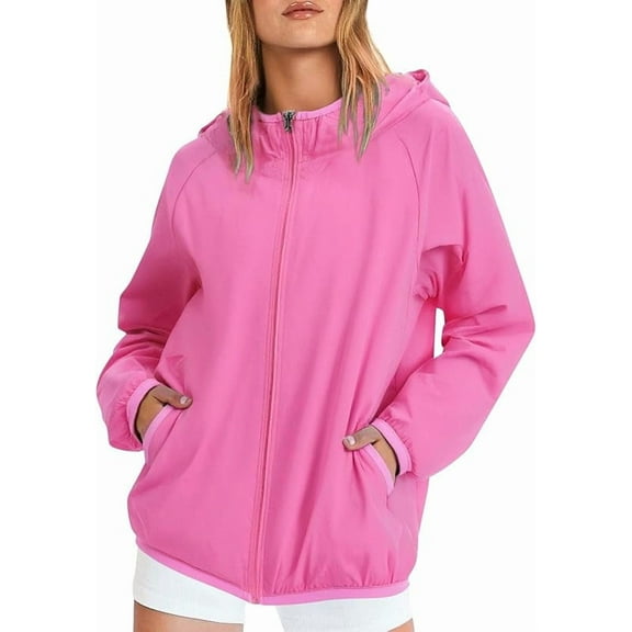 Rain Jacket Women Waterproof Lightweight Rain Coats for Women with Hood Outdoor Windbreaker Jacket Thin Zip Up Windbreaker