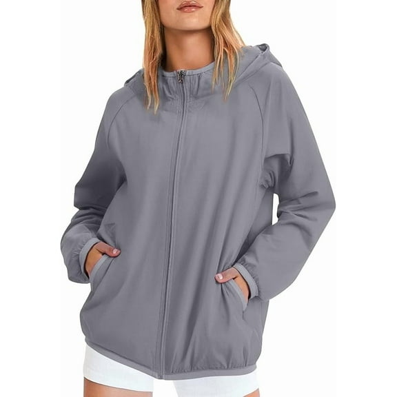 Rain Jacket Women Waterproof Lightweight Rain Coats for Women with Hood Outdoor Windbreaker Jacket Thin Zip Up Windbreaker