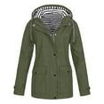thumbnail image 1 of Rain Jacket Women Waterproof Long Lightweight Raincoat Hooded Windbreaker Outdoor Trench Coat Army Green XXXXXL, 1 of 5