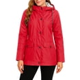 thumbnail image 1 of Rain Jacket Women Waterproof Long Lightweight Raincoat Hooded Windbreaker Outdoor Trench Coat for Fishing, Hunting and Tactical Outdoor Use, Red, S, 1 of 1