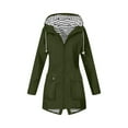 thumbnail image 1 of Rain Jacket Women Waterproof Windbreaker Lightweight Rain Jackets with Pockets Striped Lined Raincoats with Hood Army Green XXL, 1 of 6